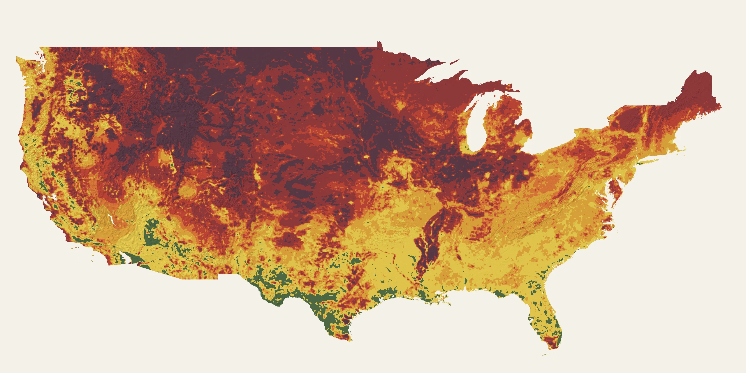 Forecast fall color across the lower 48 states on October 15, 2026